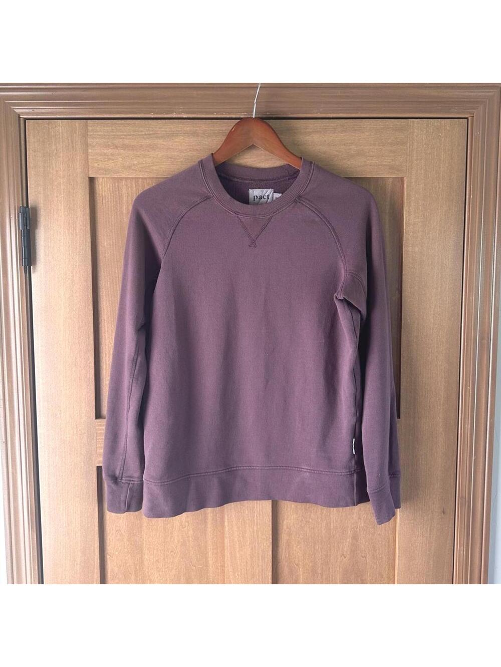 PACT 100% Organic Cotton Pullover Crewneck Sweatshirt Plum Purple Women’s Small
